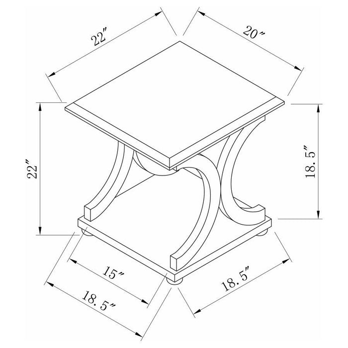 Shelly - C-Shaped Base End Table - Cappuccino - Simple Home Plus