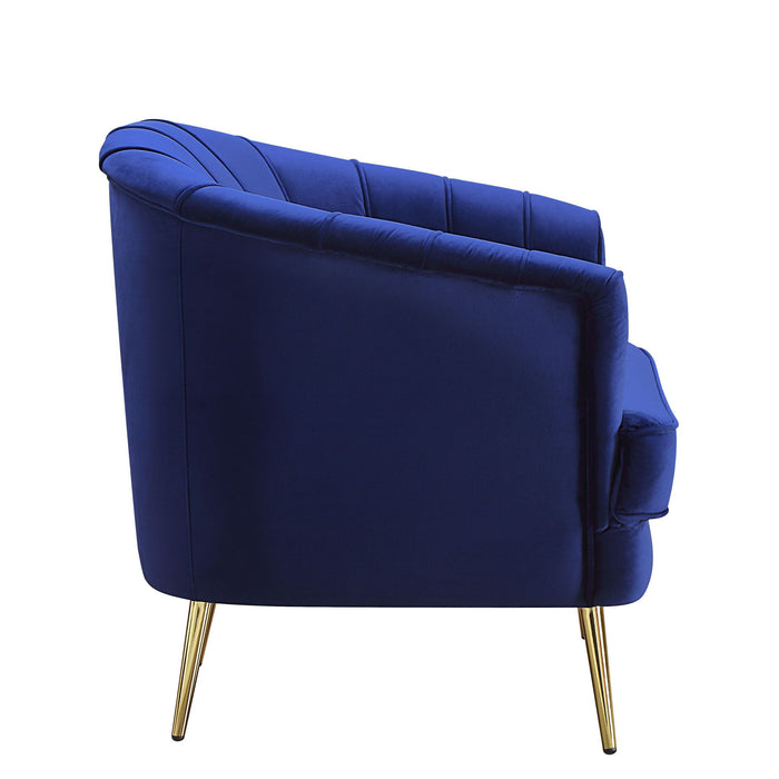 Velvet Striped Barrel Chair - Blue / Gold