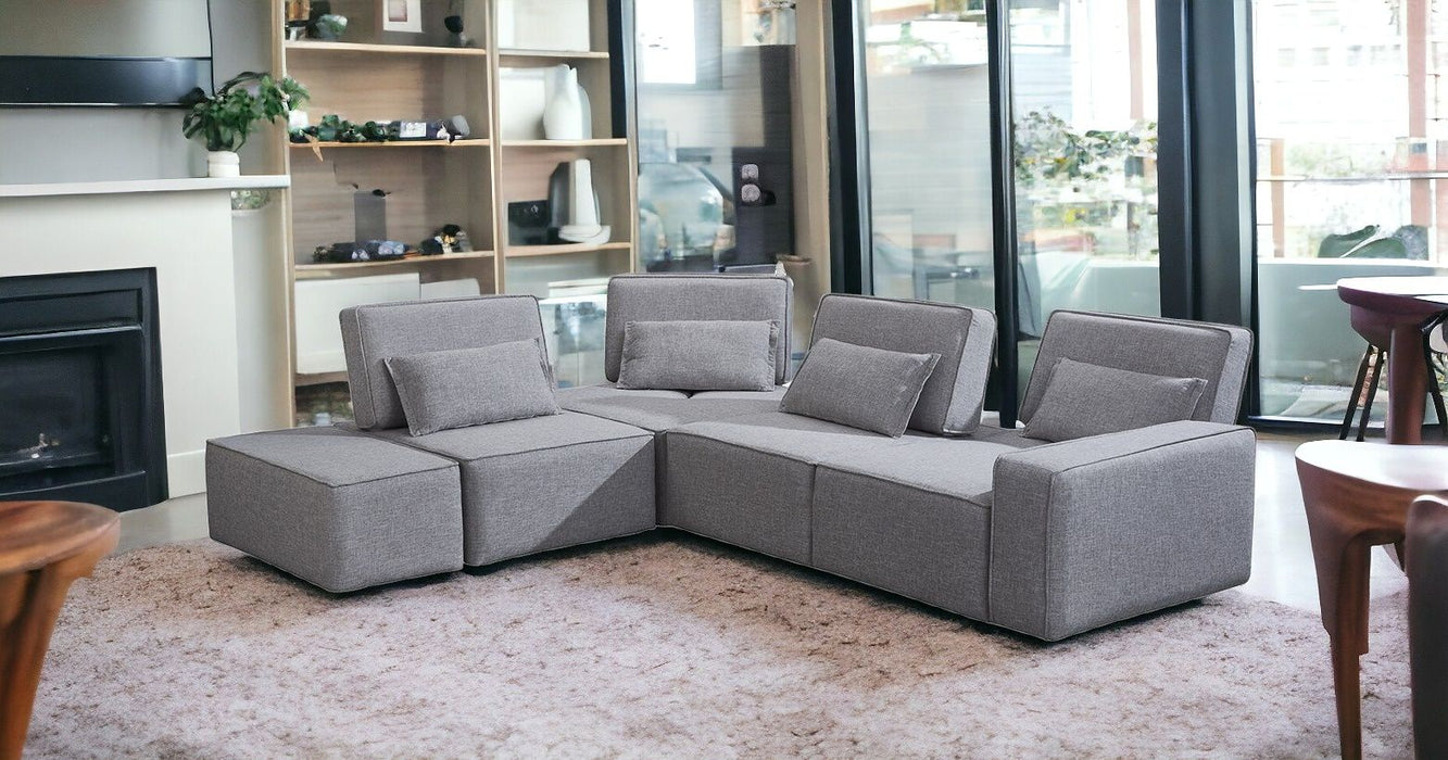 Polyester Modular L Shaped Four Piece Corner Sectional - Light Gray