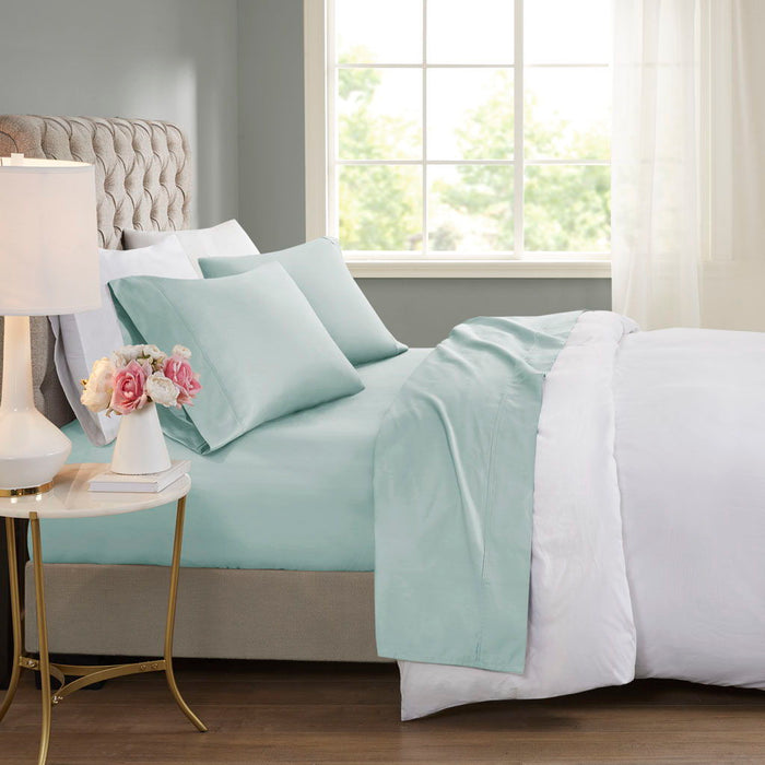 600 Thread Count - Cooling Cotton Blend 4 Piece Sheet Set - Light Blue