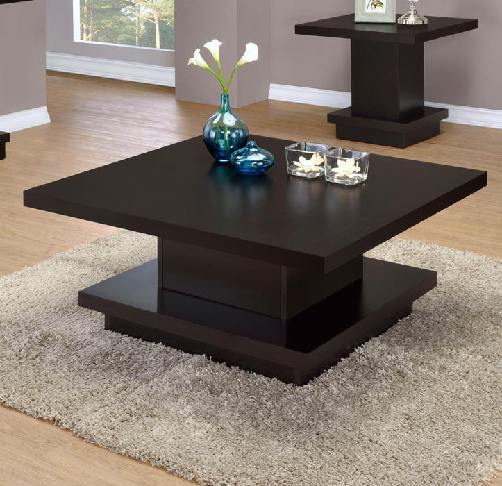 Reston - Pedestal Square Coffee Table - Cappuccino - Simple Home Plus
