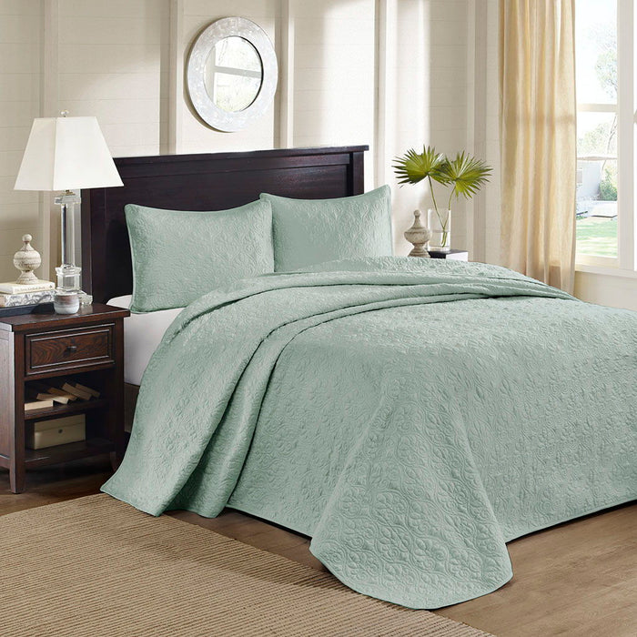 Quebec - Queen Reversible Bedspread Set - Seafoam