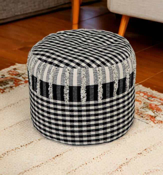 Cotton Round Ottoman - Black