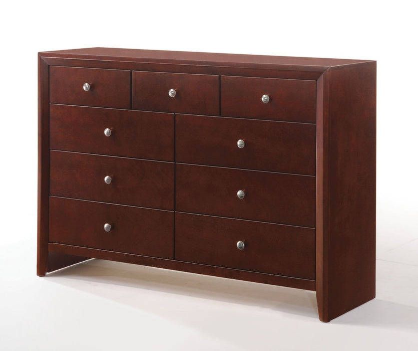 Solid Wood Nine Drawer Triple Dresser - Brown