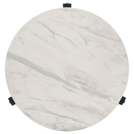 Tandi - Round End Table Faux Marble - White And Black - Simple Home Plus