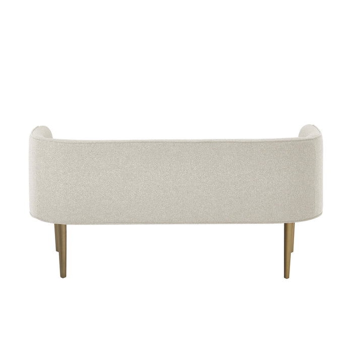 Upholstered Linen Bench - Brown / Cream