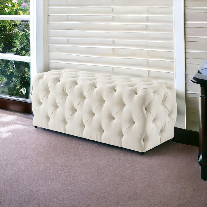 Upholstered Linen Bench - Black / Cream