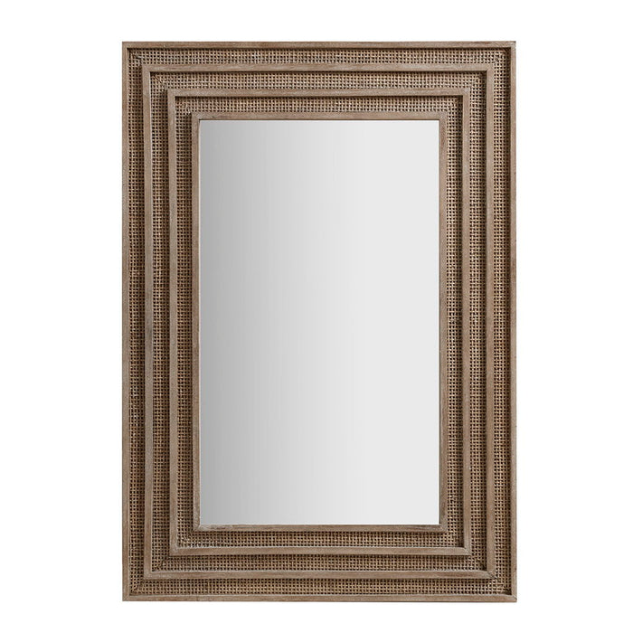 Naomi - Rectangular Wood and Rattan Mirror - Natural