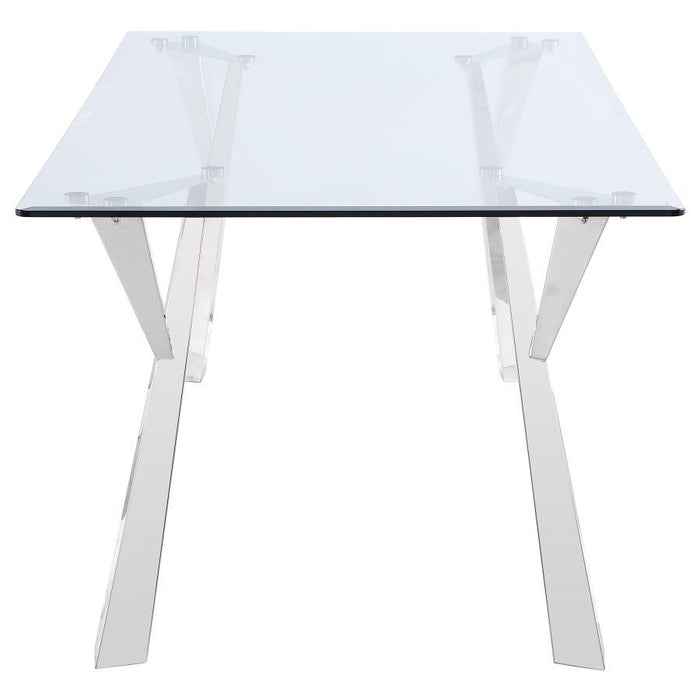 Alaia - Rectangular Glass Top Dining Table - Clear And Chrome - Simple Home Plus