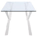 Alaia - Rectangular Glass Top Dining Table - Clear And Chrome - Simple Home Plus