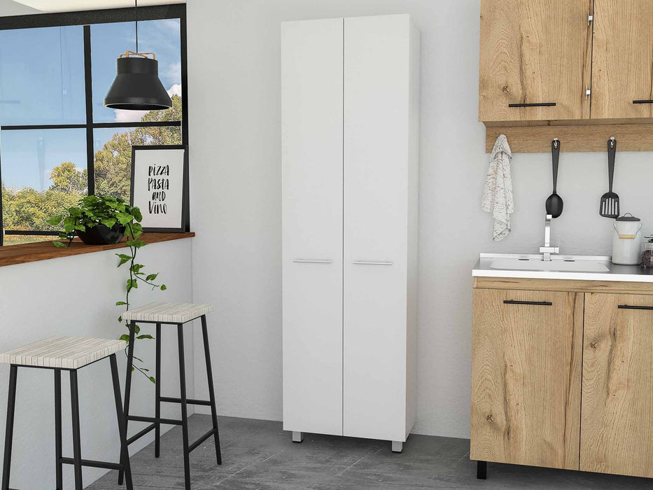 Modern Pantry Cabinet With Two Full Size Doors - White