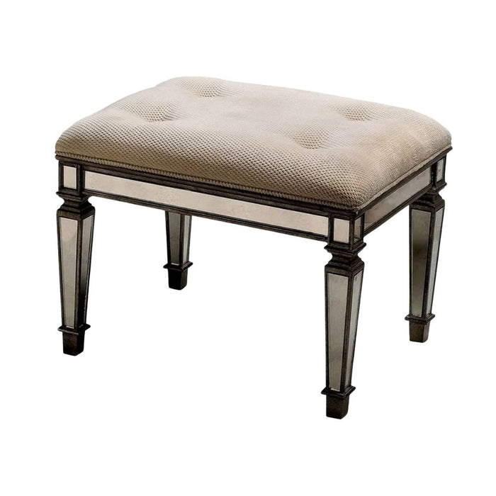 Upholstered Cotton Bedroom Bench - Chocolate / Ivory