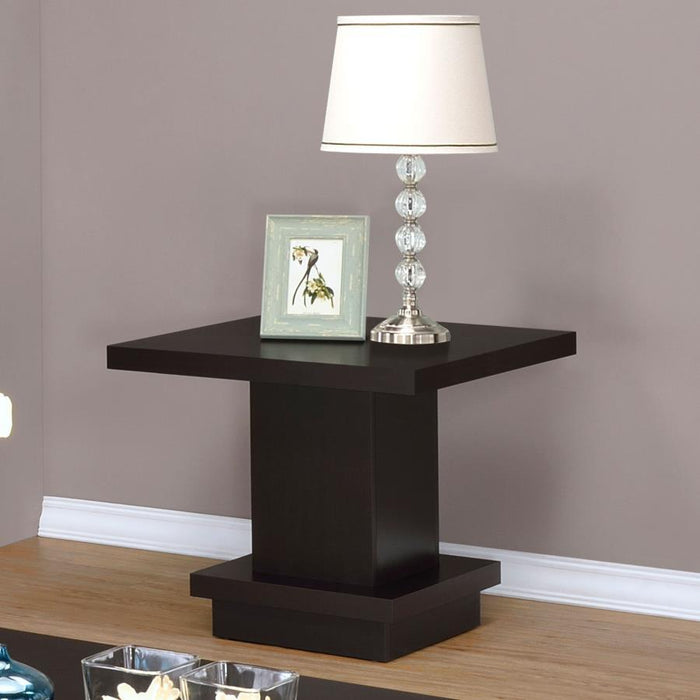 Reston - Pedestal Square End Table - Cappuccino - Simple Home Plus