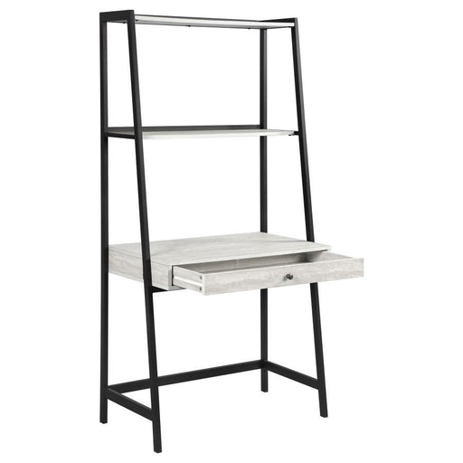 Pinckard - 3 Piece Ladder Desk Set - Gray Stone And Black - Simple Home Plus