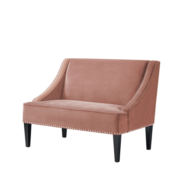 Upholstered Velvet Bench - Blush / Brown