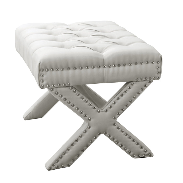 Linen Tufted Ottoman - Cream