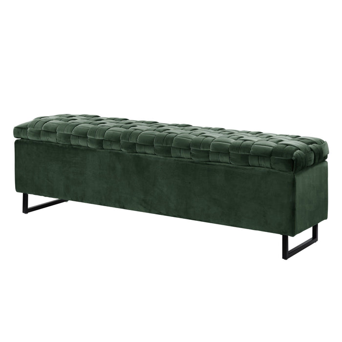 Upholstered Velvet Bench With Flip Top - Hunter Green