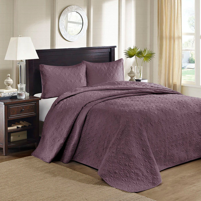 Quebec - King Reversible Bedspread Set - Purple