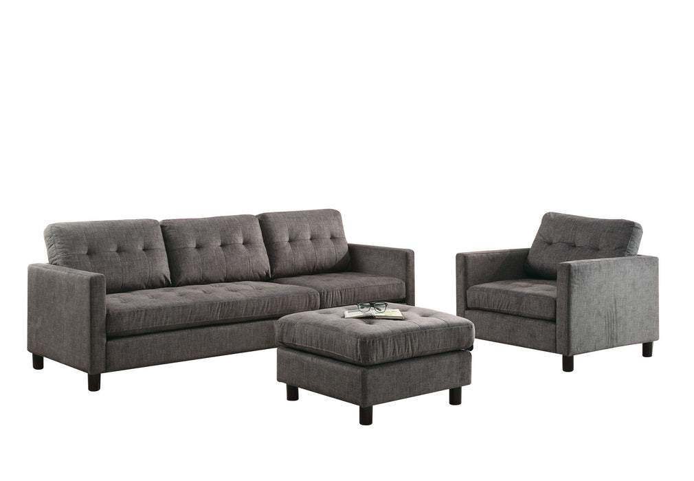 Linen L Shaped Two Piece Seating Component - Gray