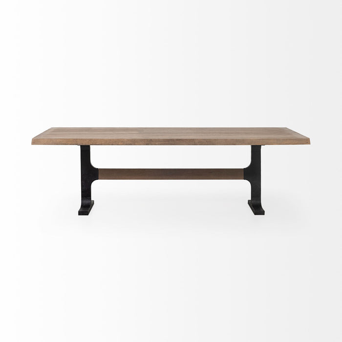 Solid Wood And Metal Trestle Base Dining Table - Natural / Black