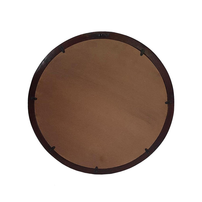 20" Round Framed Accent Mirror - Dark Brown