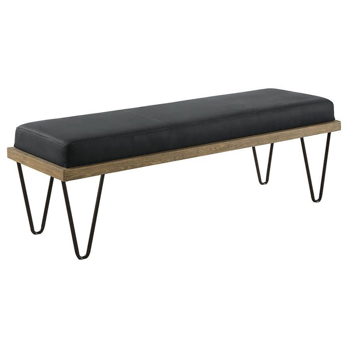 Chad - Upholstered Bench With Hairpin Legs - Dark Blue - Simple Home Plus