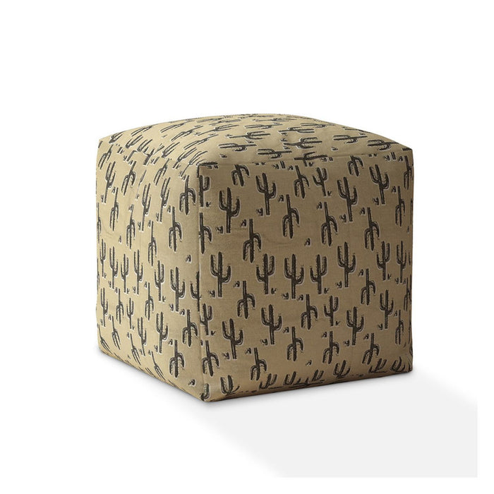 Cotton Cactus Pouf Cover - Beige