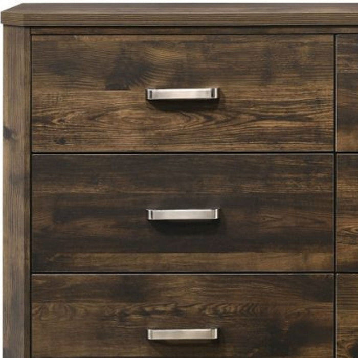 Solid Wood / Six Drawer Double Dresser - Dark Brown