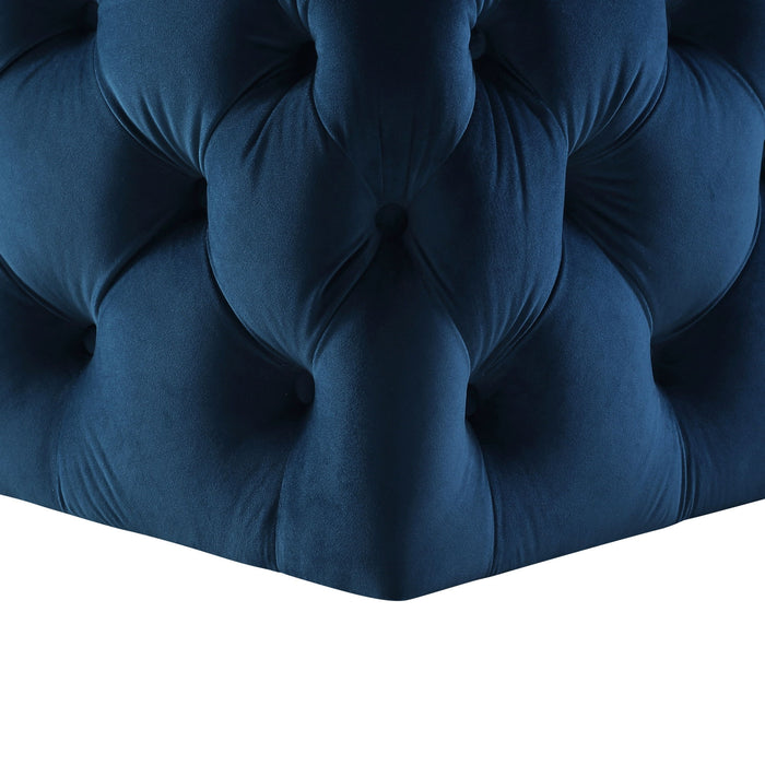 Velvet Rolling Tufted Cocktail Ottoman - Navy Blue