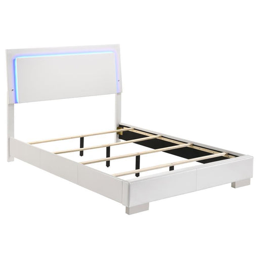 Felicity - High Headboard Panel Bed with LED Lighting - Simple Home Plus