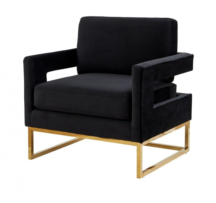 Velvet Arm Chair - Black / Gold