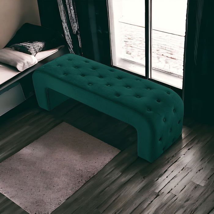 Upholstered Velvet Bench - Hunter Green