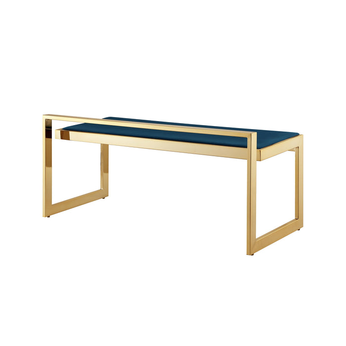 Velvet Bench Upholstered - Gold / Navy Blue