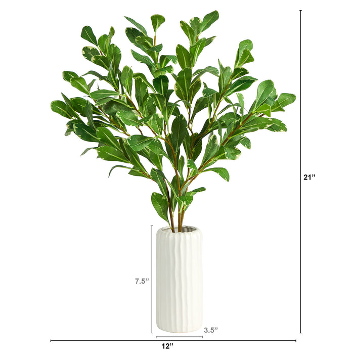 21" Salal Artificial Plant in White Planter