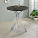 Edgerton - Round Wood Top Bar Table - Dark Oak And Chrome - Simple Home Plus