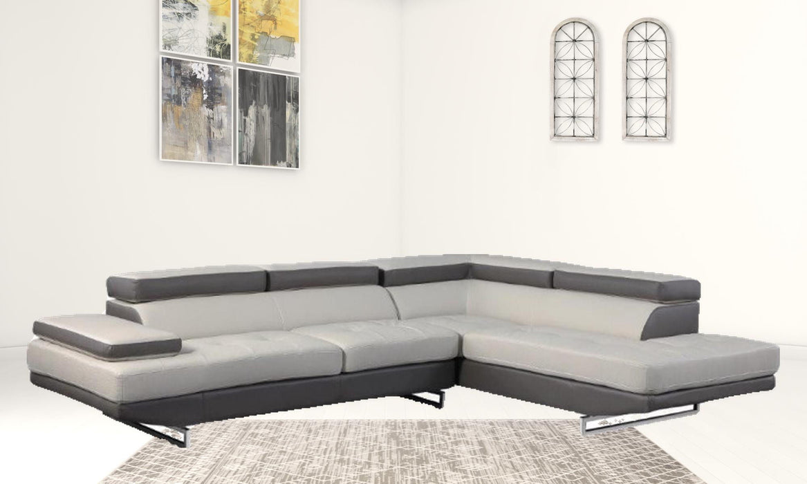 L Shaped Leather Two Piece Corner Sectional - Gray