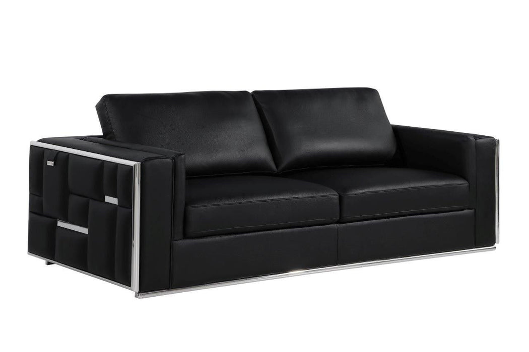 Top Grain Leather Five Person Seating Set - Black