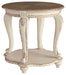 Realyn - White / Brown - Round End Table - Simple Home Plus