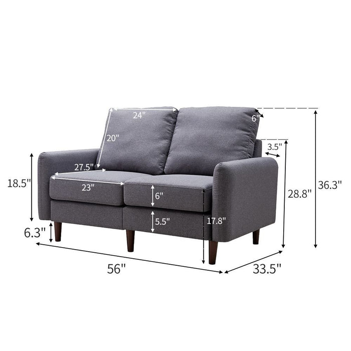 Loft Round Arm Modular Loveseat - Gray