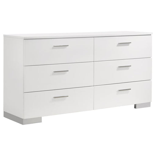 Felicity - 6-Drawer Dresser - Glossy White - Simple Home Plus