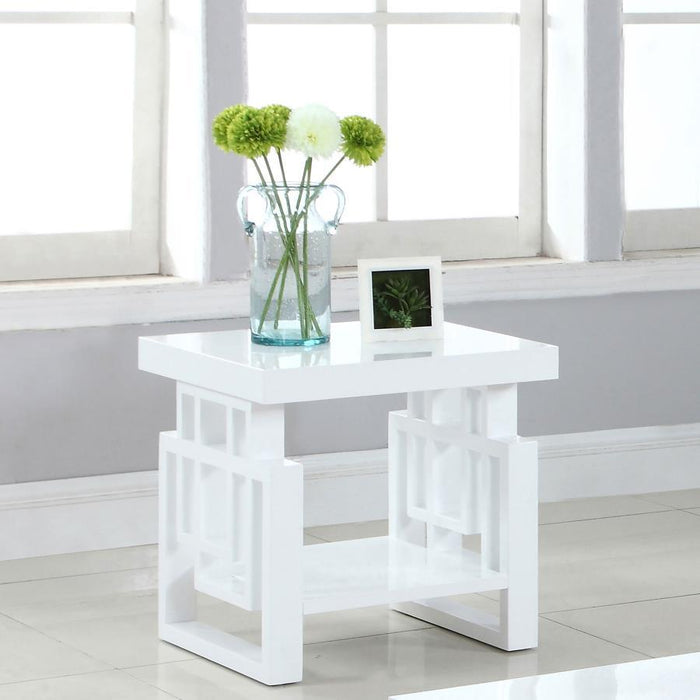 Schmitt - Rectangular End Table - High Glossy White - Simple Home Plus