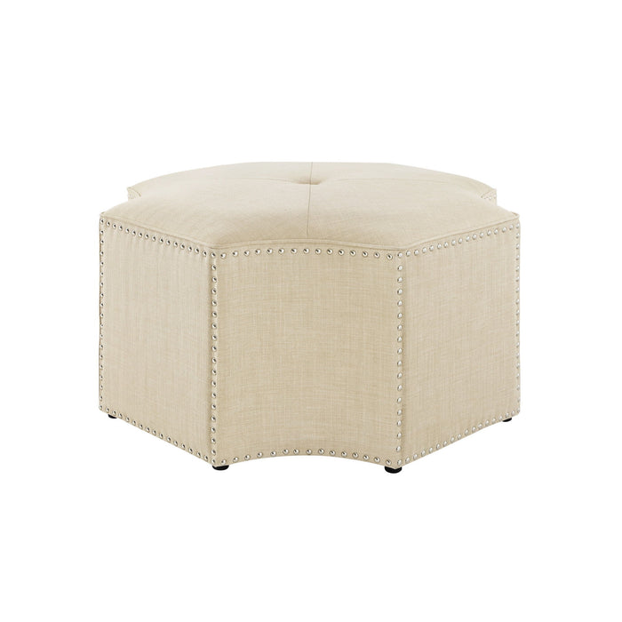 Linen Specialty Cocktail Ottoman - Beige