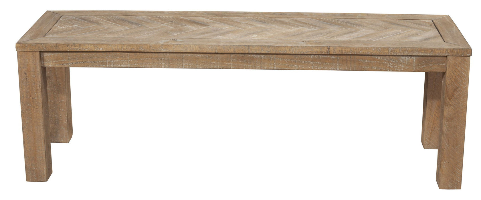 Distressed Solid Wood Dining Bench - Natural