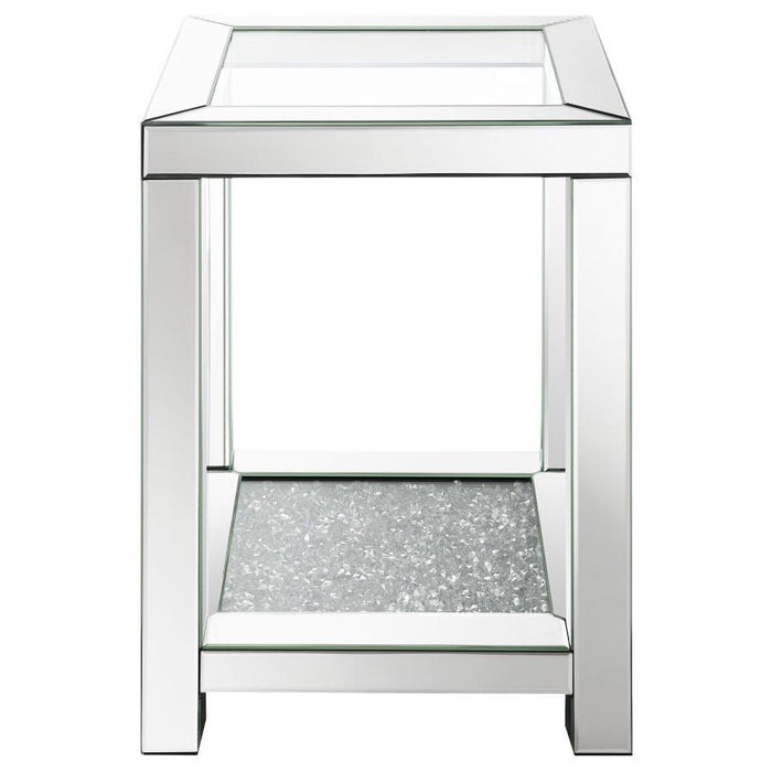 Valentina - Square End Table With Glass Top Mirror - Simple Home Plus