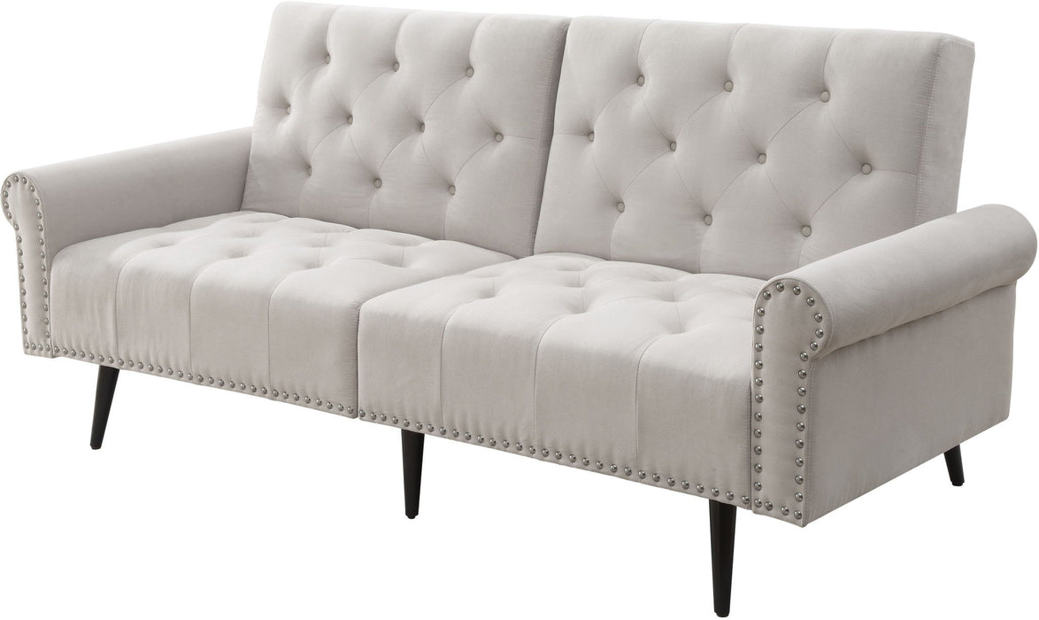 Velvet Sofa With Black Legs - Beige