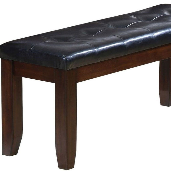 Upholstered Faux Leather Bench - Espresso / Black