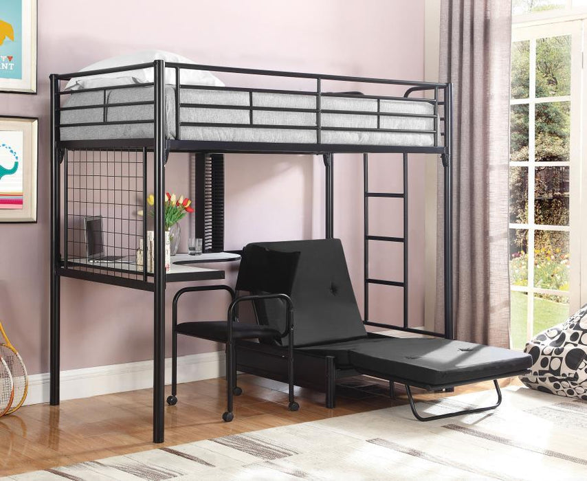 Jenner - Twin Futon Workstation Loft Bed - Black - Simple Home Plus