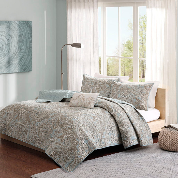 Ronan - King 4 Piece Coverlet Set - Blue