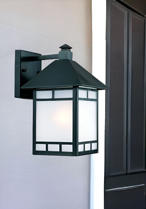 Frosted Glass Lantern Wall Light - Matte Black