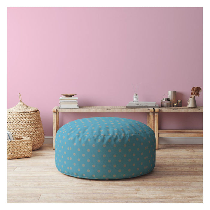 Cotton Round Polka Dots Pouf Cover - Blue / Gray